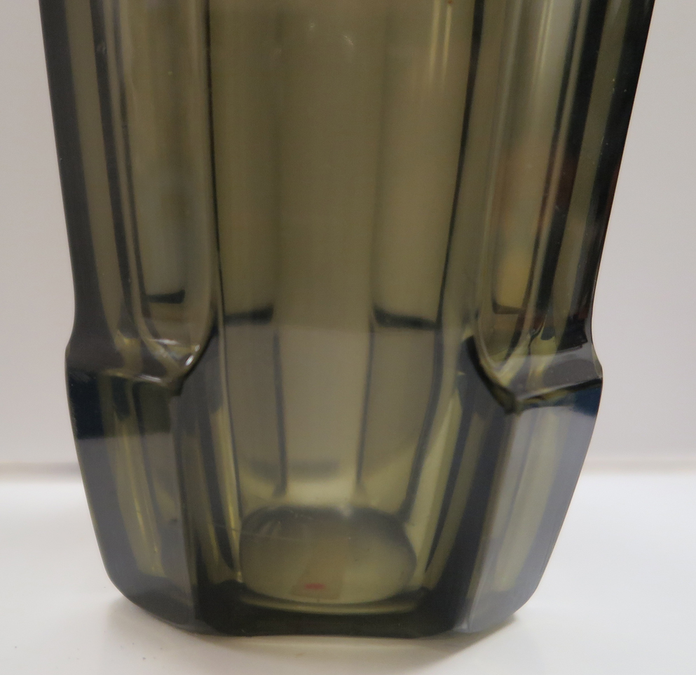 Octagonal Black Glass Vase Modernism